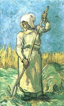 Mujer campesina con rastrillo según Millet Vincent van Gogh Pinturas al óleo
